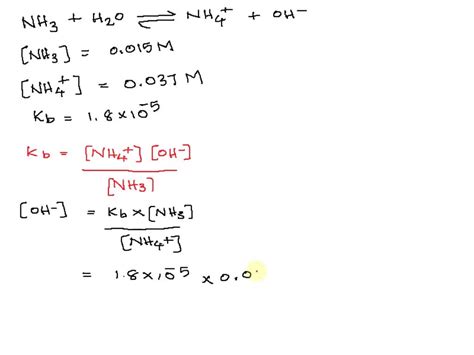 Solved 1. Given that Kb of NH3 is 1.8 X 10